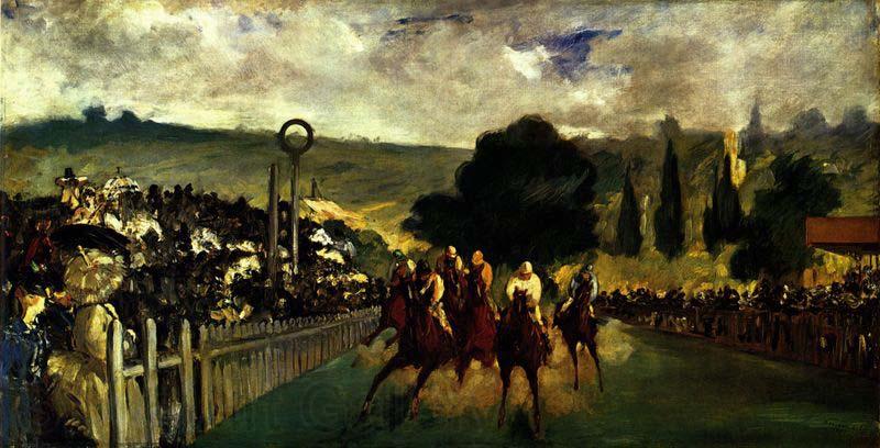 Edouard Manet Racing at Longchamp, Norge oil painting art